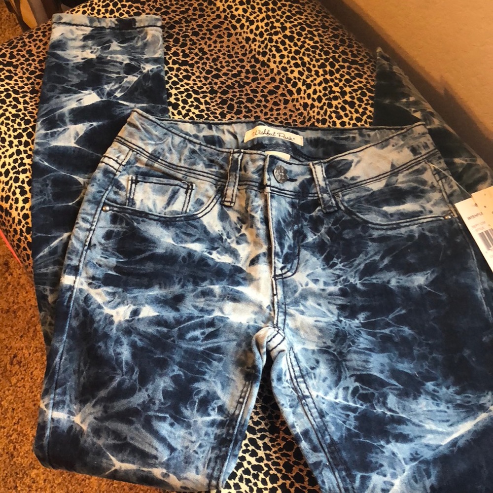 Girls acid wash skinny jeans